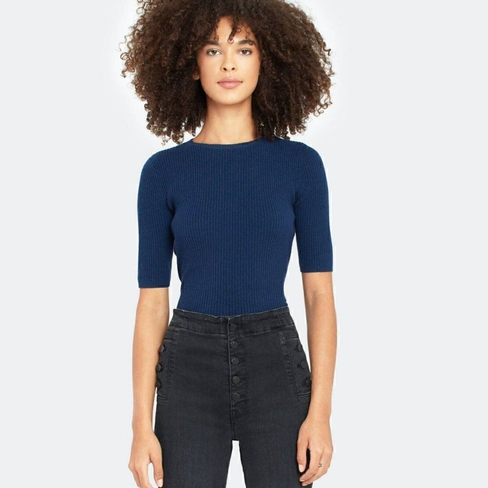 NWT Billie the‎ label - S, M -Christine Rib Knit Sweater - French Navy Blue